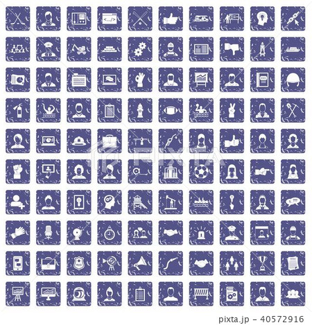 100 team work icons set grunge sapphire 40572916