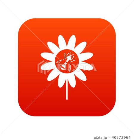 Bee on flower icon digital red 40572964