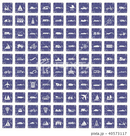 100 transportation icons set grunge sapphire 40573117