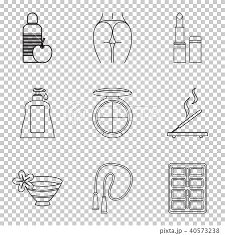 Wellbeing icons set, outline style 40573238