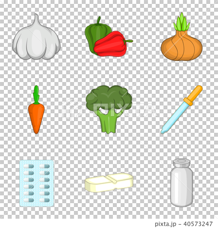 Strengthen health icons set, cartoon style Strengthen health icons set, cartoon style 40573247
