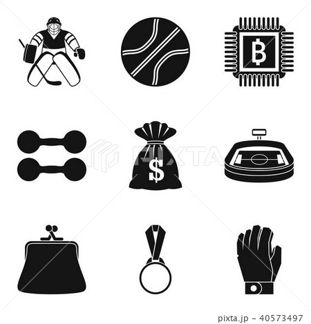 Hockey sport icons set, simple style Hockey sport icons set, simple style 40573497