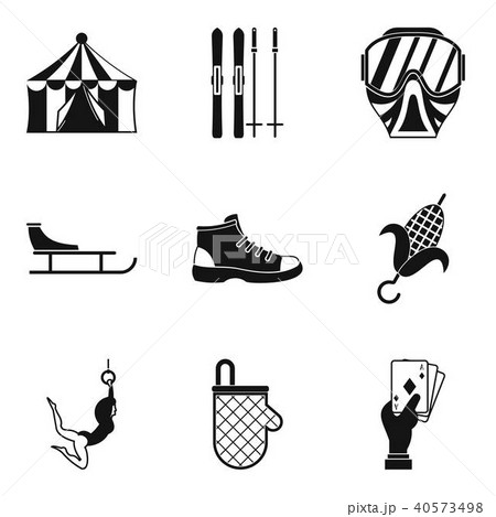 Family relaxation icons set, simple style 40573498