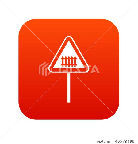 Warning road sign icon digital red Warning road sign icon digital red 40573499