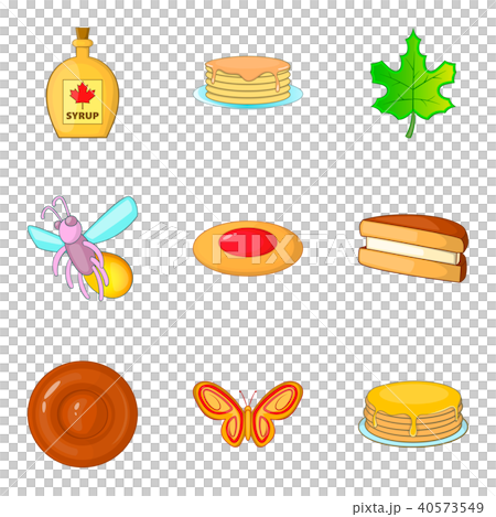 Honey flower icons set, cartoon style Honey flower icons set, cartoon style 40573549