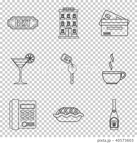 Rent a room icons set, outline style 40573603