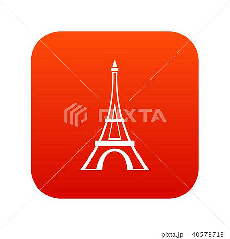 Eiffel tower icon digital red 40573713