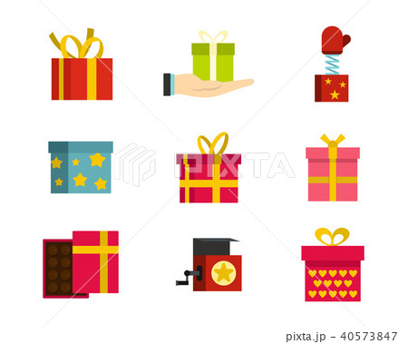 Gift box icon set, flat style 40573847