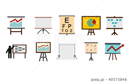 Conference banner icon set, flat style 40573848