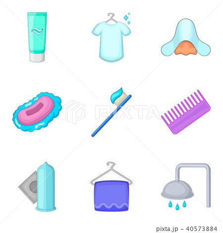 Sanitary cleaning icons set, cartoon style Sanitary cleaning icons set, cartoon style 40573884