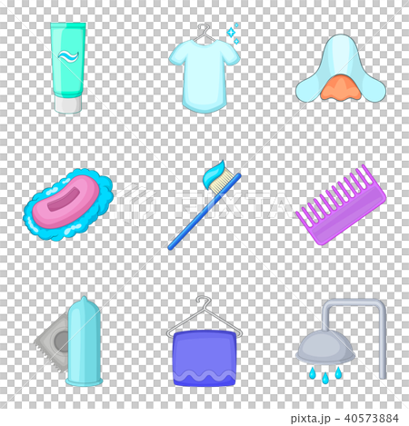 Sanitary cleaning icons set, cartoon style Sanitary cleaning icons set, cartoon style 40573884
