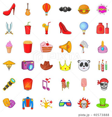 Costume fun icons set, cartoon style 40573888