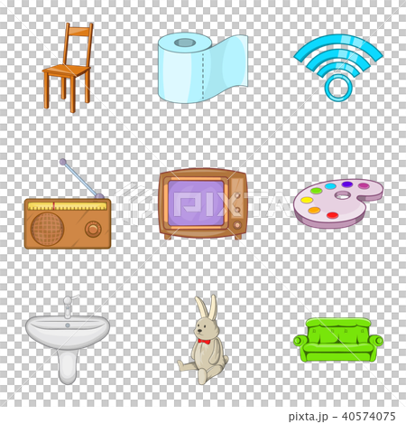 Piece of furniture icons set, cartoon style 40574075