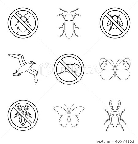 Kill insect icons set, outline style Kill insect icons set, outline style 40574153