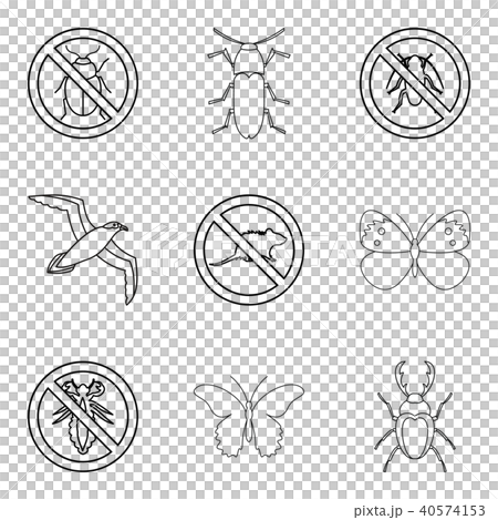 Kill insect icons set, outline style 40574153