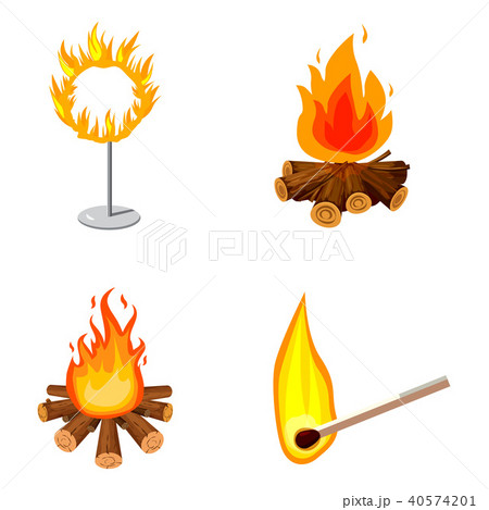 Fire icon set, cartoon style 40574201