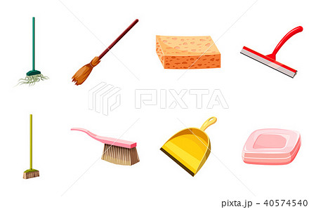 Cleaning tools icon set, cartoon style 40574540
