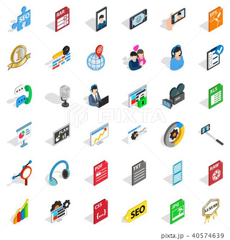 Mass press icons set, isometric style 40574639
