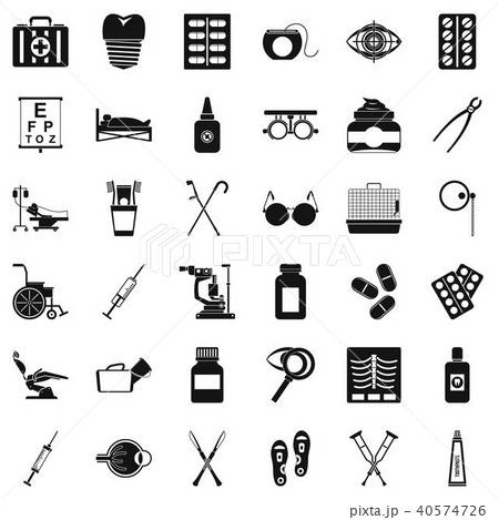 Salutary icons set, simple style Salutary icons set, simple style 40574726
