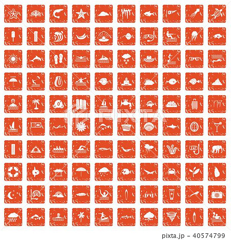 100 diving icons set grunge orange 40574799