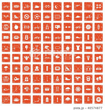100 cycling icons set grunge orange 40574877