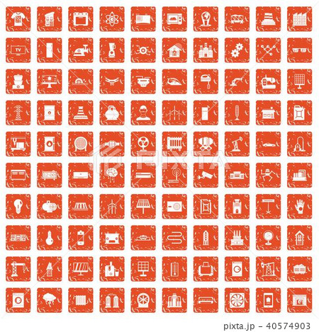 100 electrical engineering icons set grunge orange 40574903