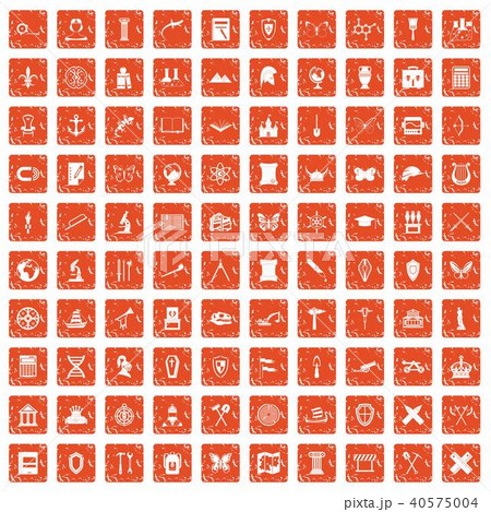 100 archeology icons set grunge orange 100 archeology icons set grunge orange 40575004