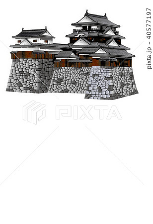 日本の城現存天守松山城のイラスト素材