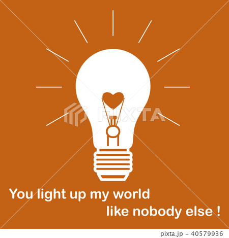 Glowing light bulb with glower in shape of heart 40579936
