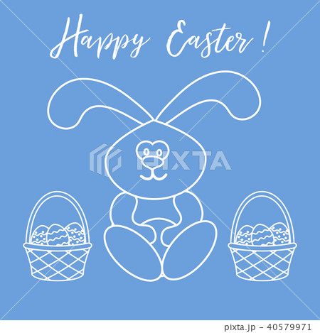 Easter rabbit and two baskets of decorated eggs Easter rabbit and two baskets of decorated eggs 40579971