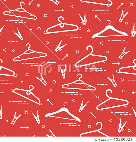 Pattern with clothes hangers and clothespins 40580023