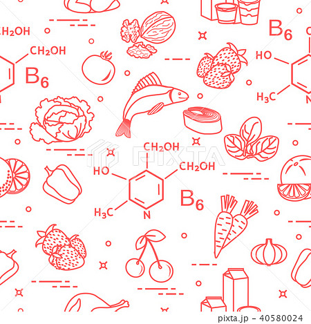 Seamless pattern with foods rich in vitamin B6 Seamless pattern with foods rich in vitamin B6 40580024