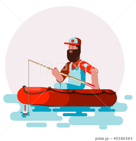 Man in boat try to cach a fish 40580363