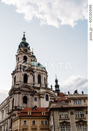 Low angle view of St Nicholas Bell Tower in Prague Low angle view of St Nicholas Bell Tower in Prague 40580996