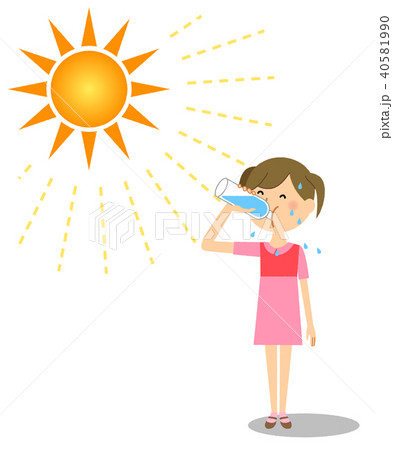 女の子 水分補給のイラスト素材
