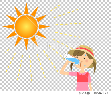 女孩中暑測量水合作用 女孩中暑測量水合作用 40582174