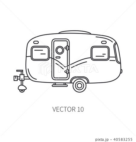Line vector icon retro tourism auto trailer. Classic 1950s style. Nostalgia antique automobile Line vector icon retro tourism auto trailer. Classic 1950s style. Nostalgia antique automobile 40583255