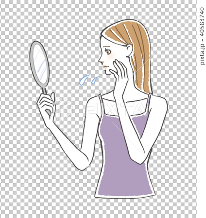 鏡を見る女性 悩む 鏡を見る女性 悩む 40583740