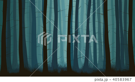 Illustration of misty coniferous forest. 40583967