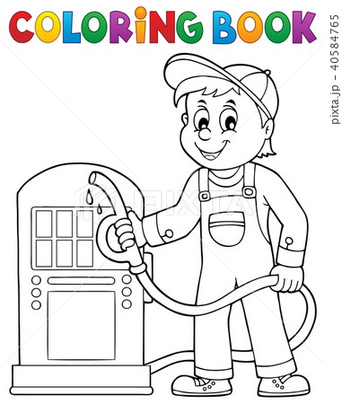 Coloring book gas station worker theme 1 - Stock Illustration [40584765] -  PIXTA