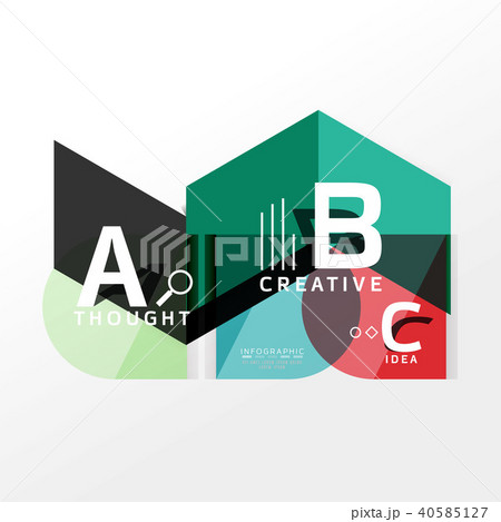 Geometric infographic banner, paper info diagram created with color shapes 40585127