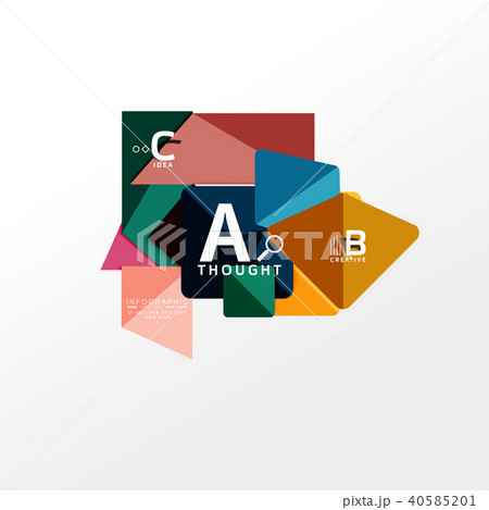 Geometric infographic banner, paper info diagram created with color shapes 40585201