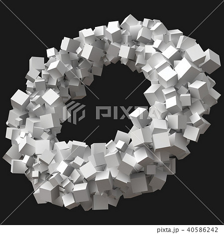 random sized cubes rotating in circular orbit. 40586242