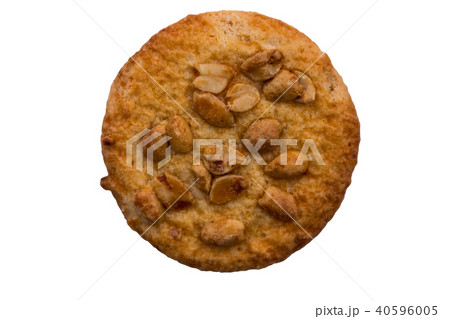 Sweet cookie with peanuts isolated on white  Sweet cookie with peanuts isolated on white  40596005