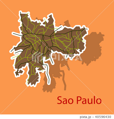 Sao Paulo, Brazil, sticker map on background. Sao Paulo, Brazil, sticker map on background. 40596430