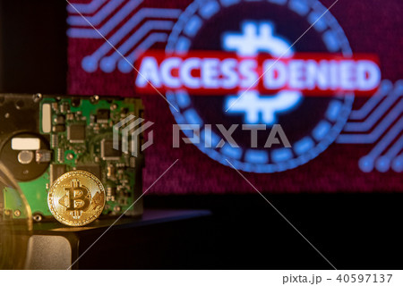 Gold Bitcoin with hard disk, access denied screen 40597137