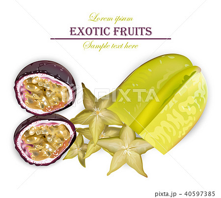 Tropic fruits Vector realistic. Starfruit Tropic fruits Vector realistic. Starfruit 40597385