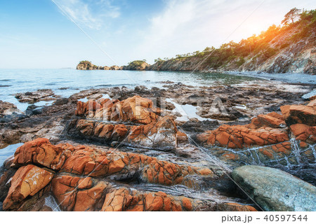 Fantastic panoramic view of the rocky coast 40597544