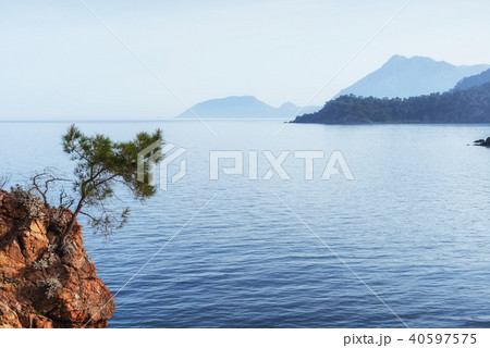 blue sea wave of mediterranean on turkish coast blue sea wave of mediterranean on turkish coast 40597575