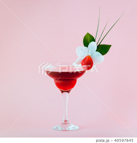 Mocktail decorated with strawberry flower leaves. Mocktail decorated with strawberry flower leaves. 40597645
